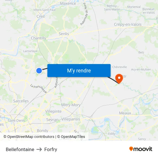 Bellefontaine to Forfry map