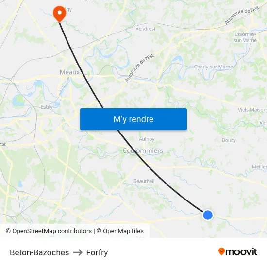 Beton-Bazoches to Forfry map