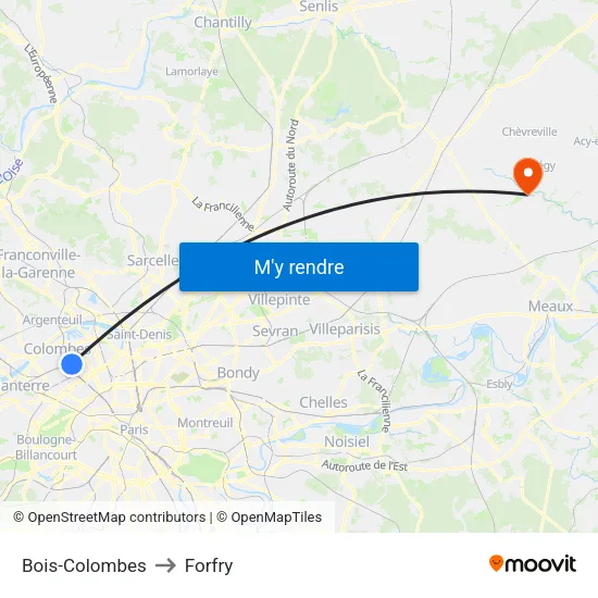 Bois-Colombes to Forfry map
