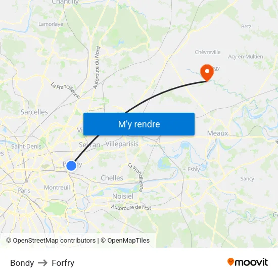 Bondy to Forfry map