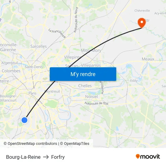 Bourg-La-Reine to Forfry map