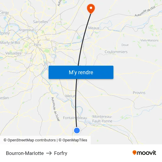 Bourron-Marlotte to Forfry map