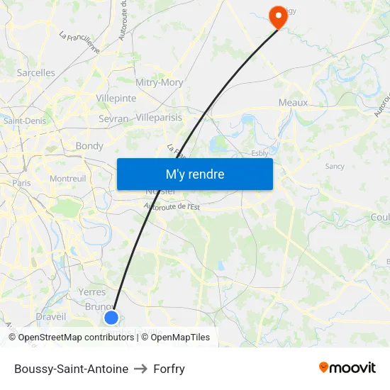 Boussy-Saint-Antoine to Forfry map