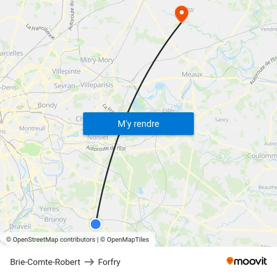 Brie-Comte-Robert to Forfry map