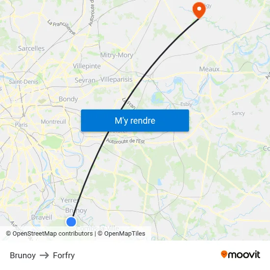 Brunoy to Forfry map