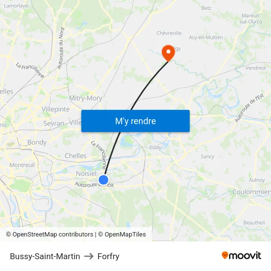 Bussy-Saint-Martin to Forfry map