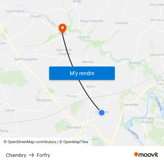 Chambry to Forfry map