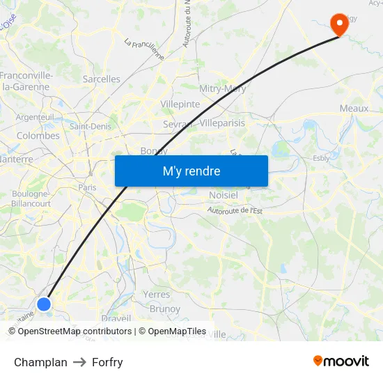 Champlan to Forfry map