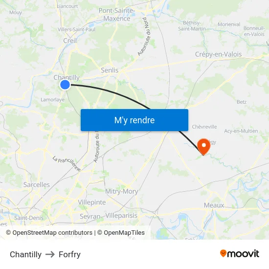 Chantilly to Forfry map