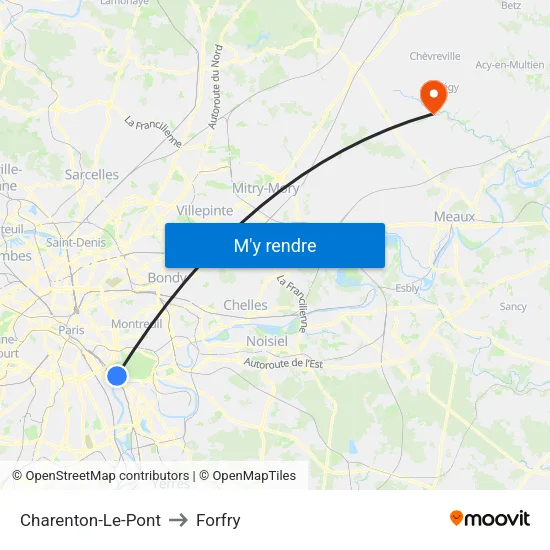 Charenton-Le-Pont to Forfry map