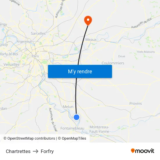 Chartrettes to Forfry map