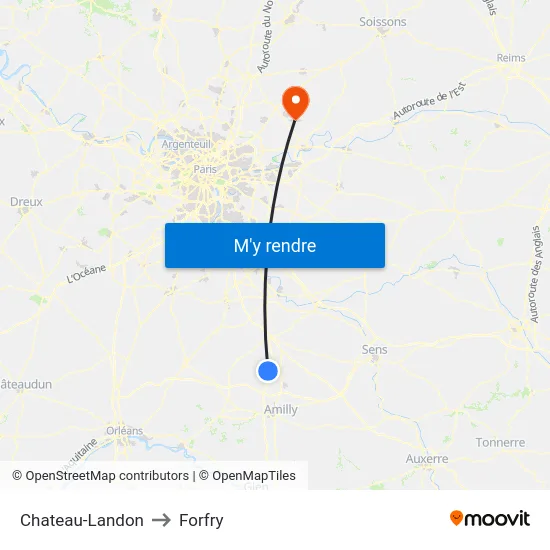 Chateau-Landon to Forfry map