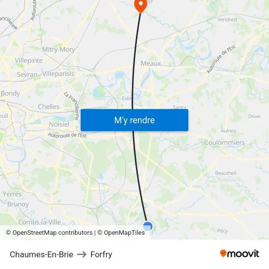 Chaumes-En-Brie to Forfry map
