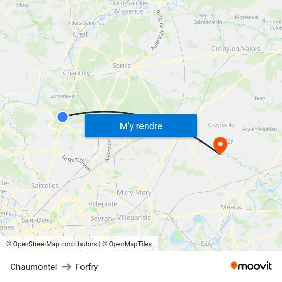 Chaumontel to Forfry map