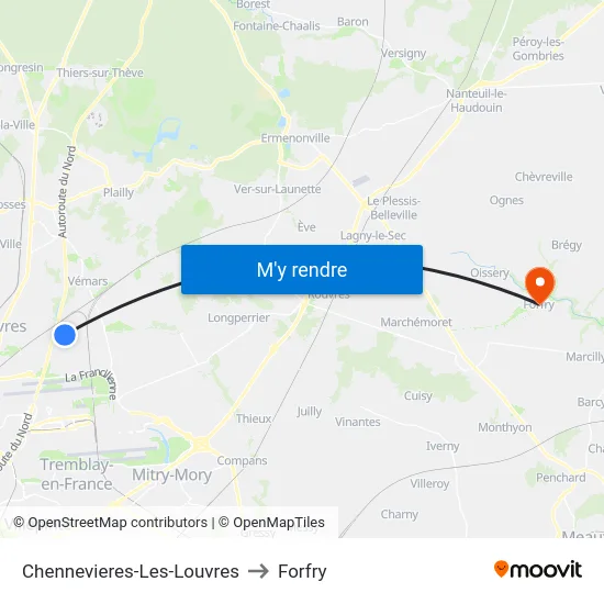 Chennevieres-Les-Louvres to Forfry map