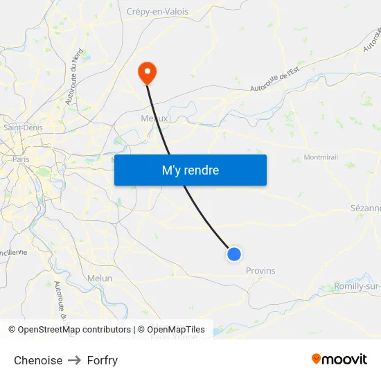 Chenoise to Forfry map