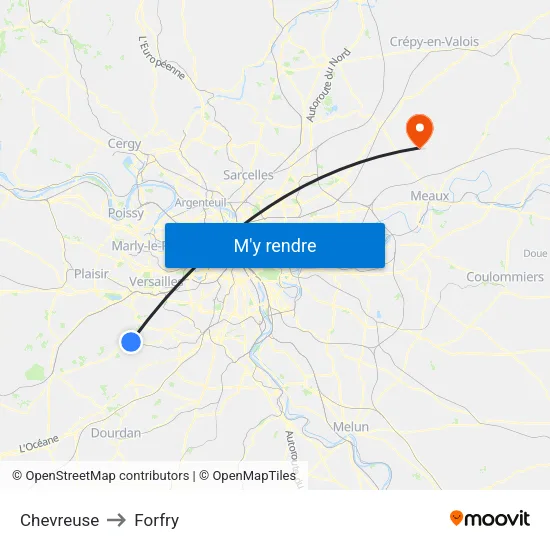 Chevreuse to Forfry map