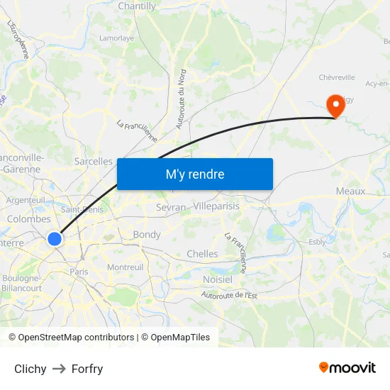 Clichy to Forfry map