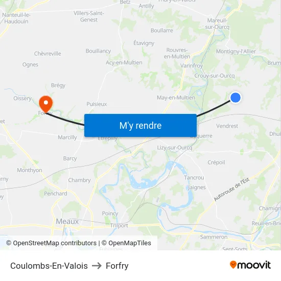 Coulombs-En-Valois to Forfry map