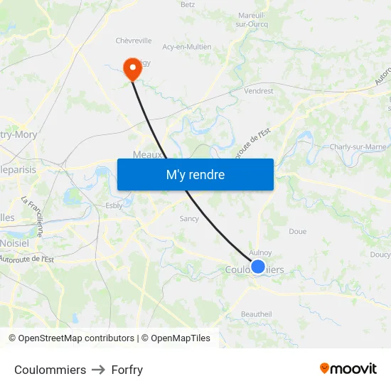 Coulommiers to Forfry map