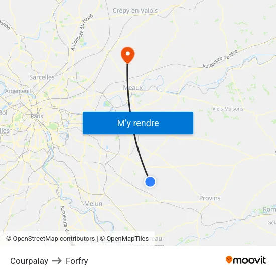 Courpalay to Forfry map