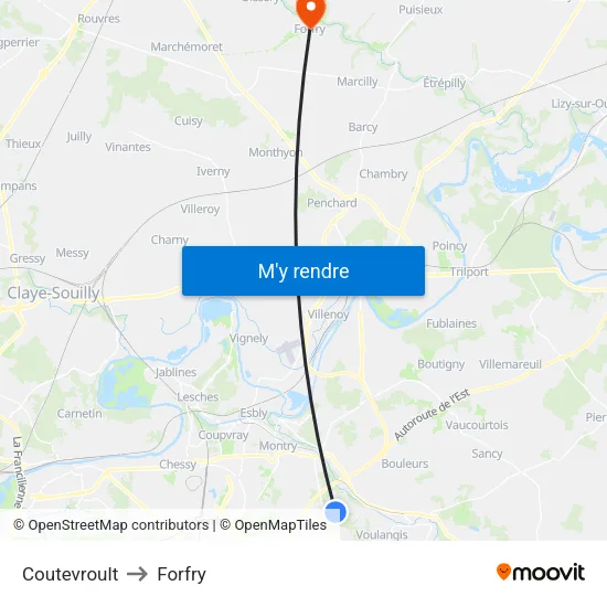 Coutevroult to Forfry map