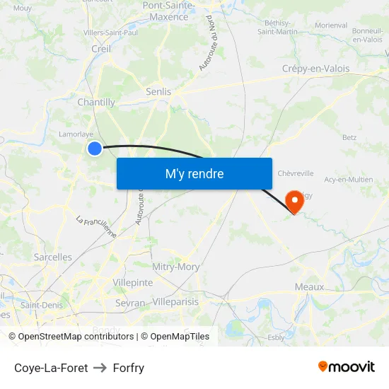 Coye-La-Foret to Forfry map