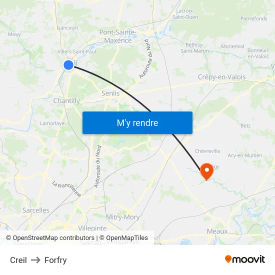 Creil to Forfry map