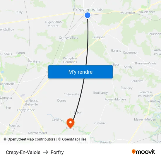 Crepy-En-Valois to Forfry map
