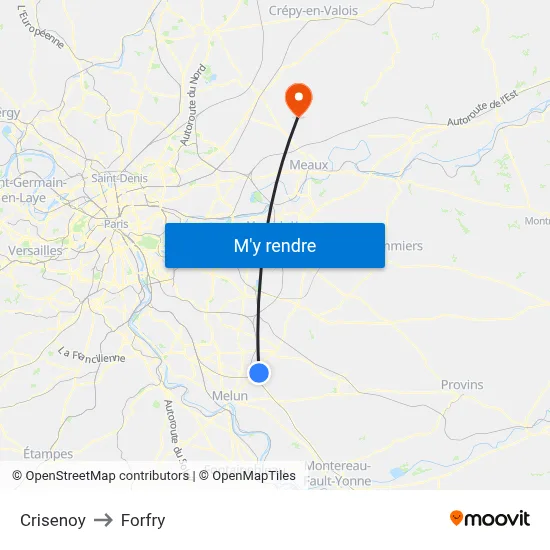 Crisenoy to Forfry map