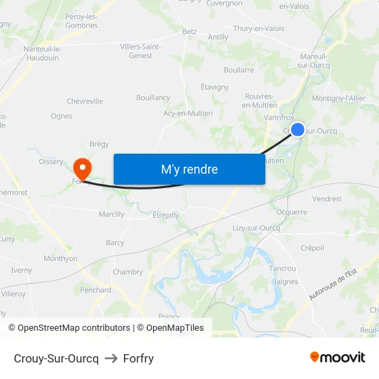 Crouy-Sur-Ourcq to Forfry map