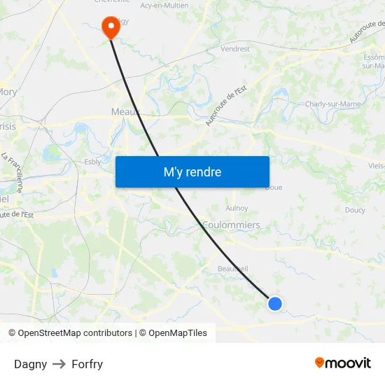 Dagny to Forfry map