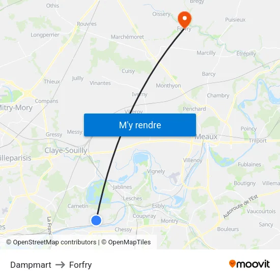 Dampmart to Forfry map