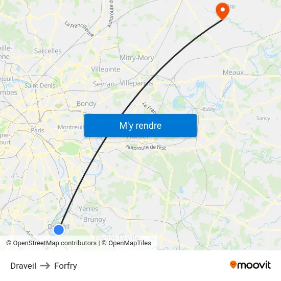 Draveil to Forfry map
