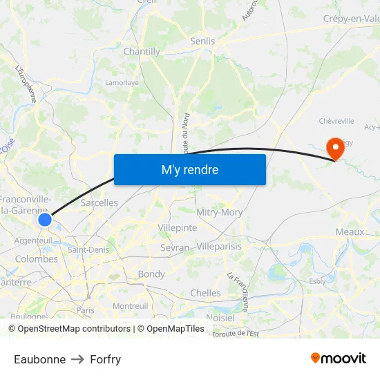 Eaubonne to Forfry map