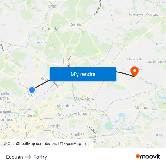 Ecouen to Forfry map