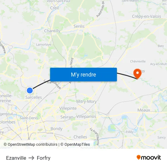 Ezanville to Forfry map