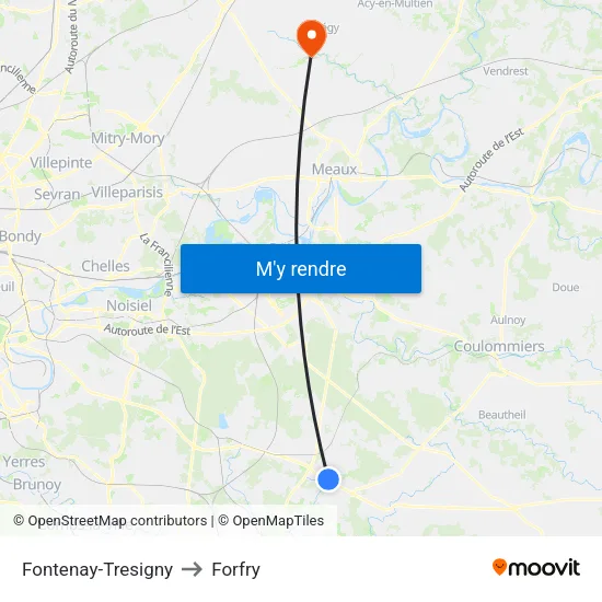 Fontenay-Tresigny to Forfry map