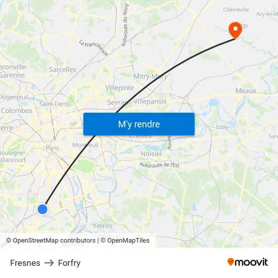 Fresnes to Forfry map