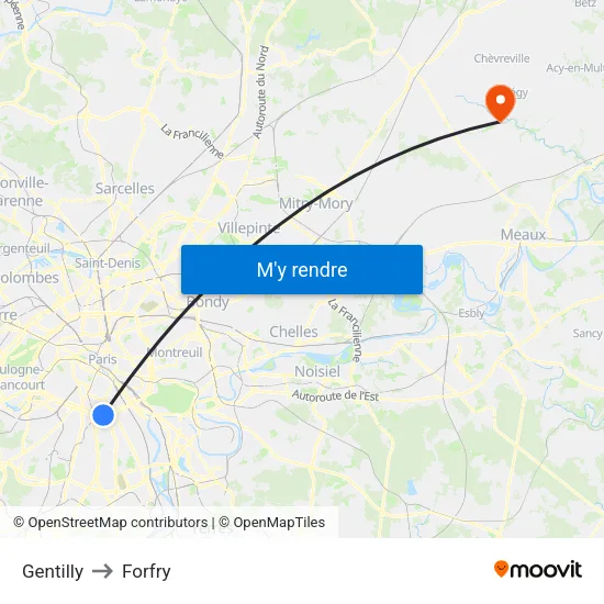 Gentilly to Forfry map