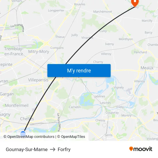 Gournay-Sur-Marne to Forfry map