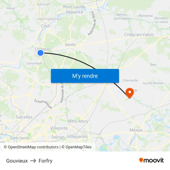 Gouvieux to Forfry map