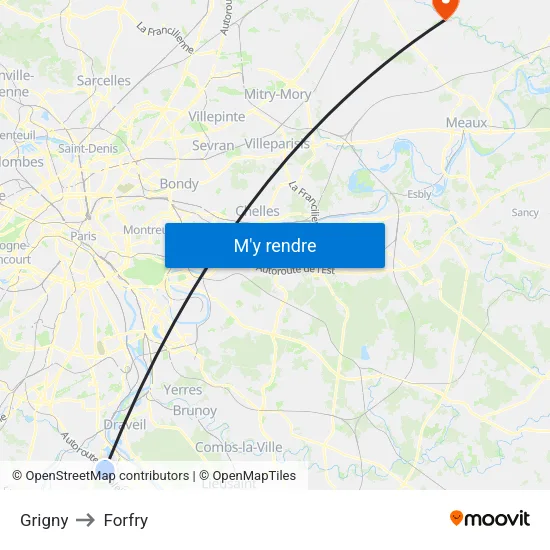 Grigny to Forfry map