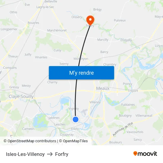 Isles-Les-Villenoy to Forfry map