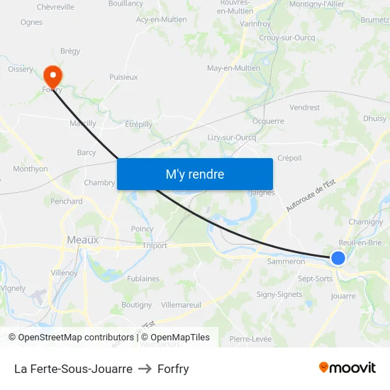La Ferte-Sous-Jouarre to Forfry map