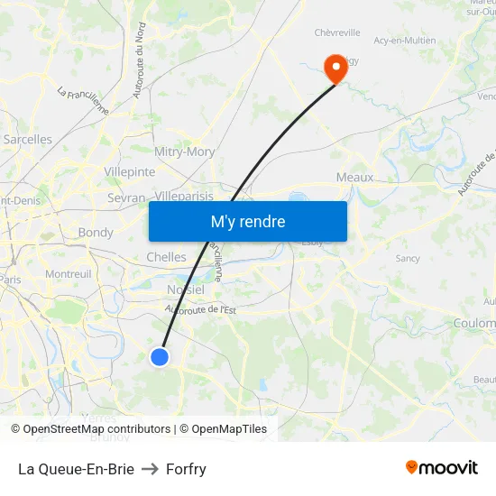 La Queue-En-Brie to Forfry map