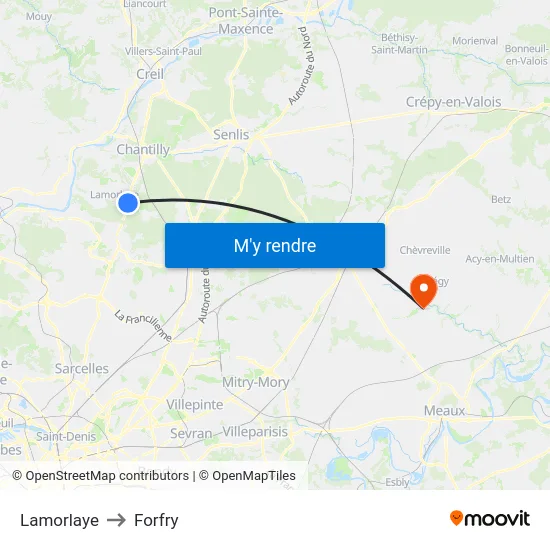 Lamorlaye to Forfry map