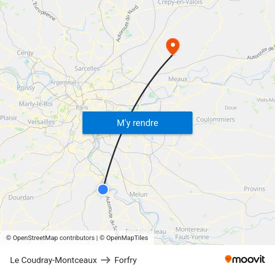 Le Coudray-Montceaux to Forfry map