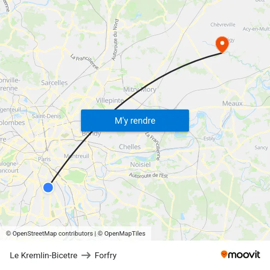 Le Kremlin-Bicetre to Forfry map
