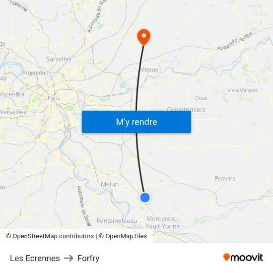 Les Ecrennes to Forfry map